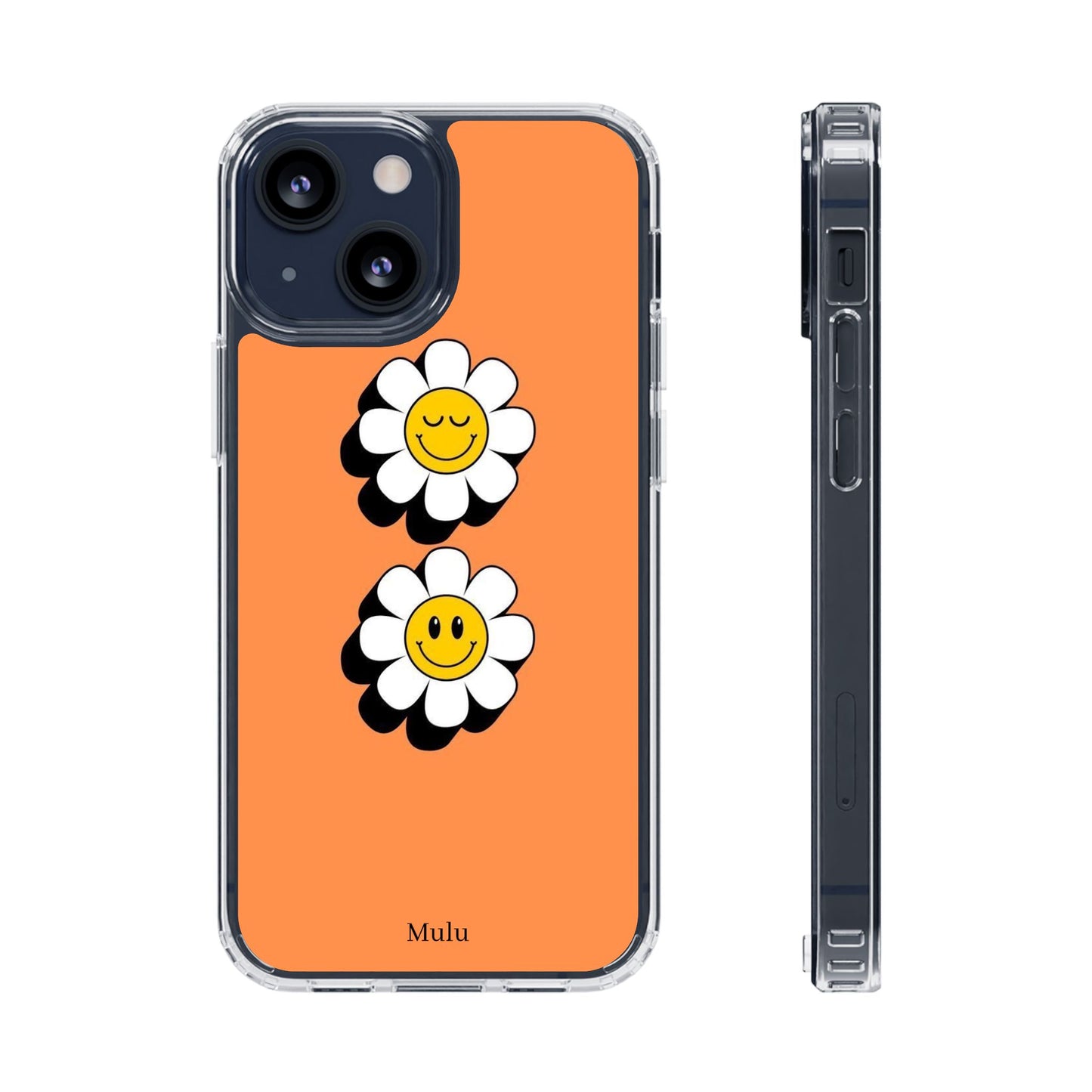 Phone Case — Orange Smiley Daisy Clear Impact‑Resistant Case
