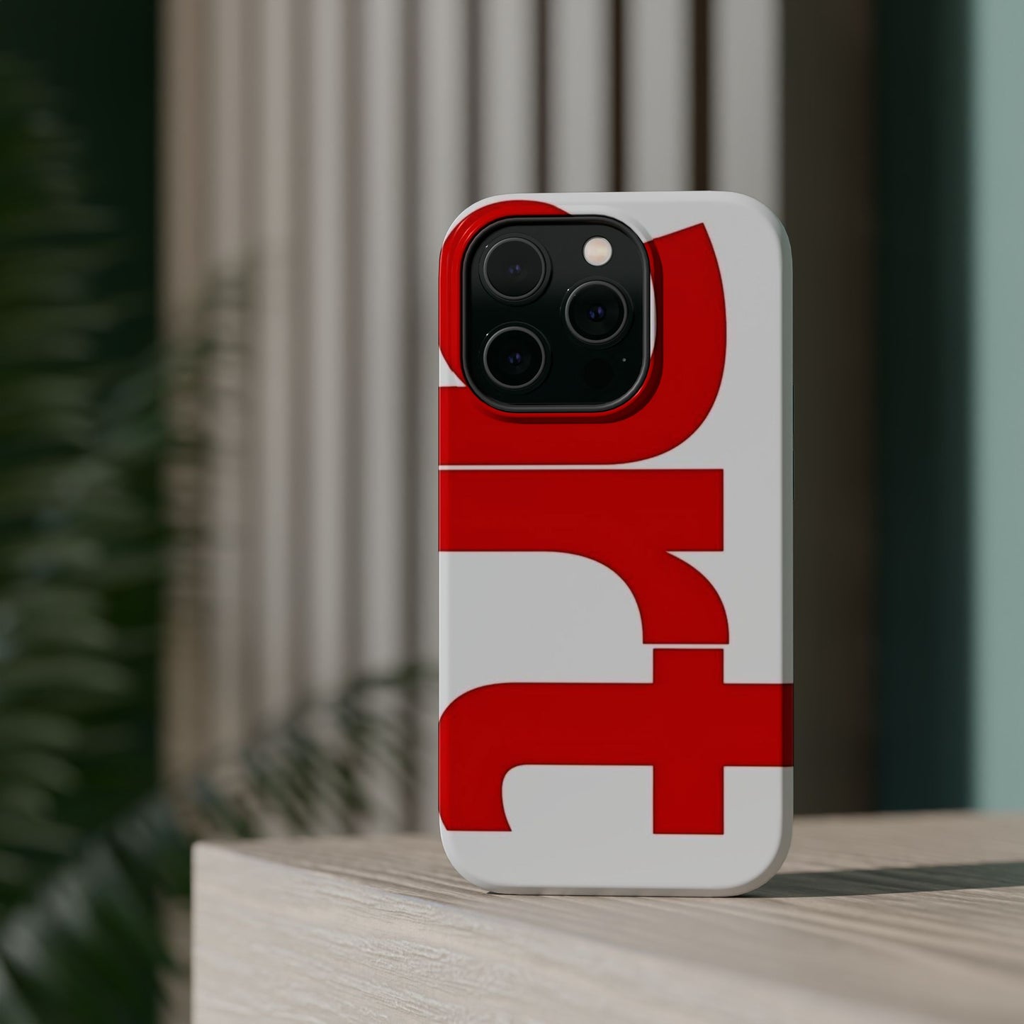 Magnetic Impact-Resistant Phone Case — Bold Red Typographic Design