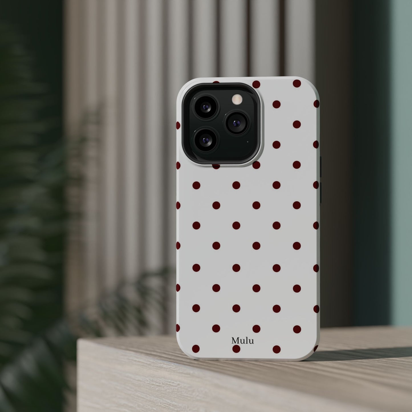 Polka Dot Magnetic Impact-Resistant Phone Case — Red Dots on White