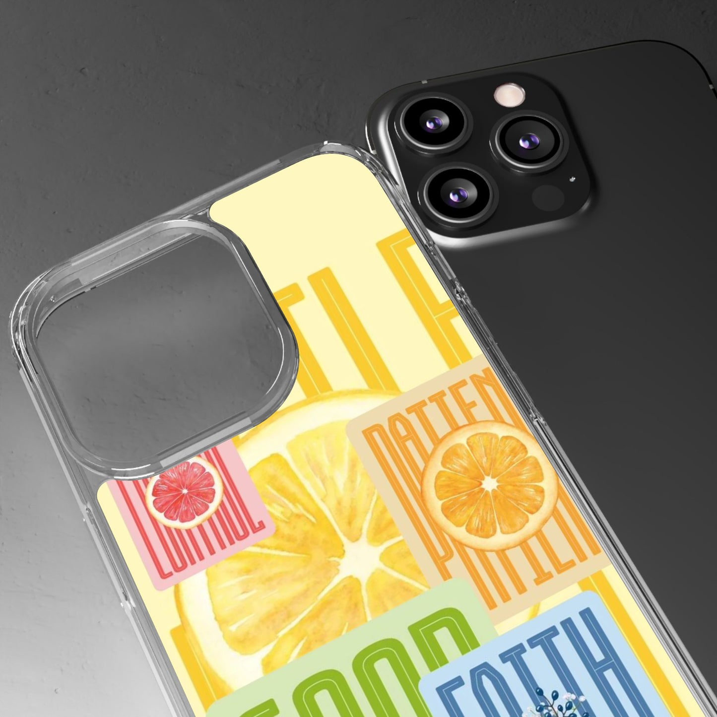 Clear Phone Case — Citrus Fruit Typography "Good Faith" Design