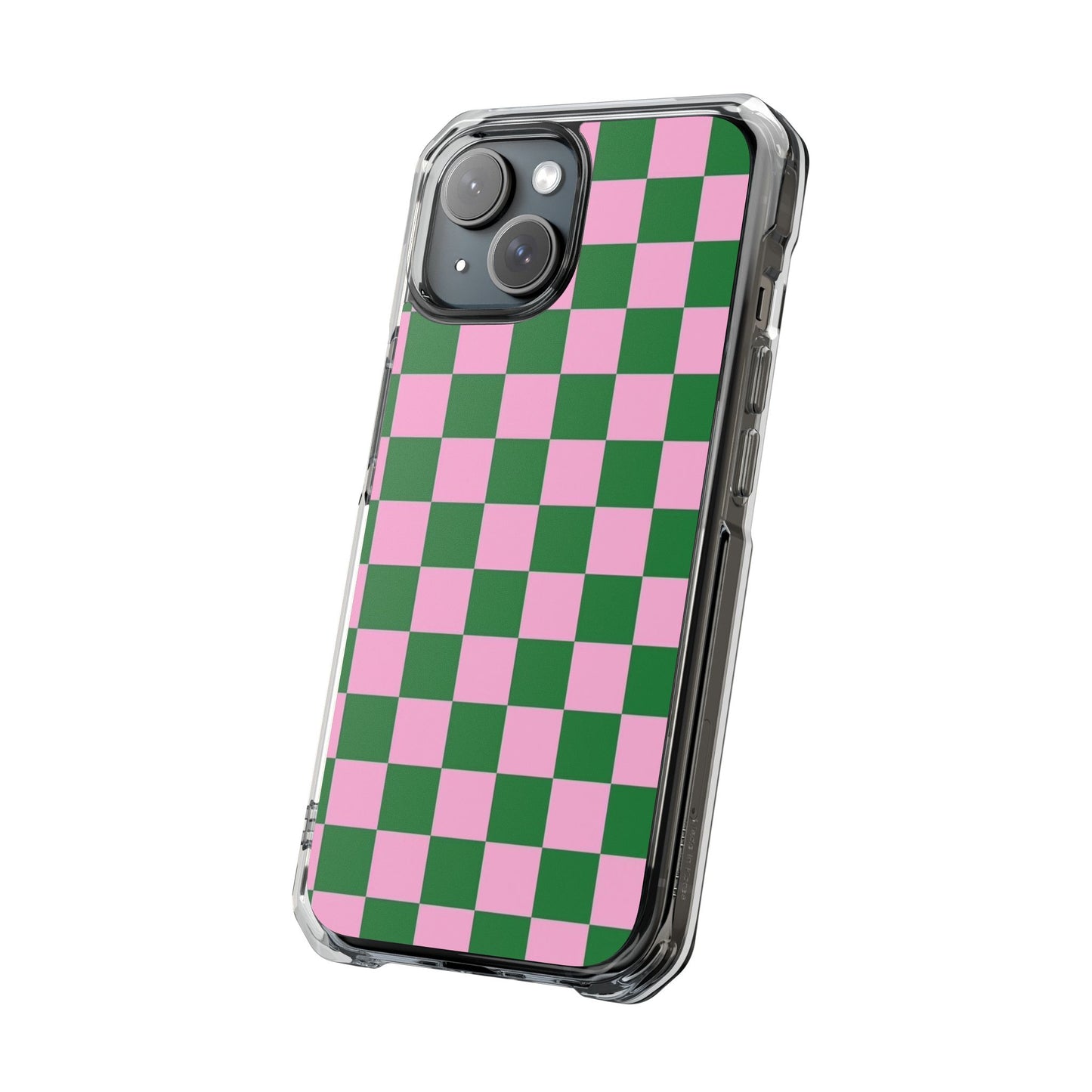 Pink & Green Checkerboard Magnetic Clear Phone Case