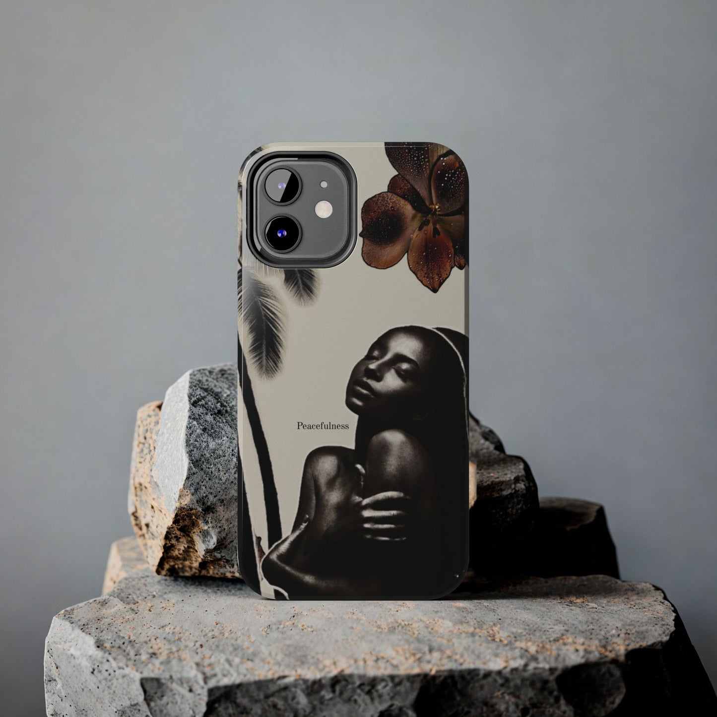 Tough Phone Case — "Peacefulness" Artistic Black Woman Floral Design