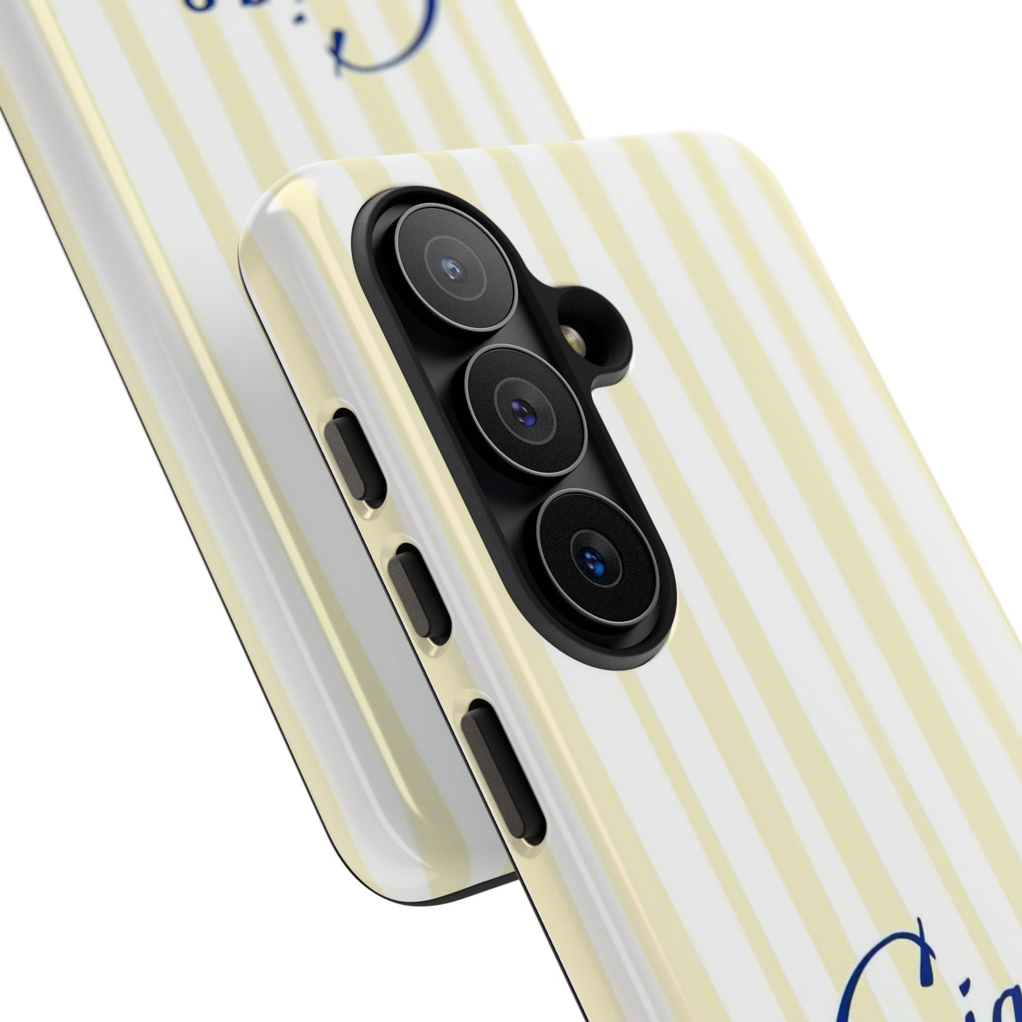 Ciao Bella Phone Case – Striped Elegant Italian Script Protective Cover