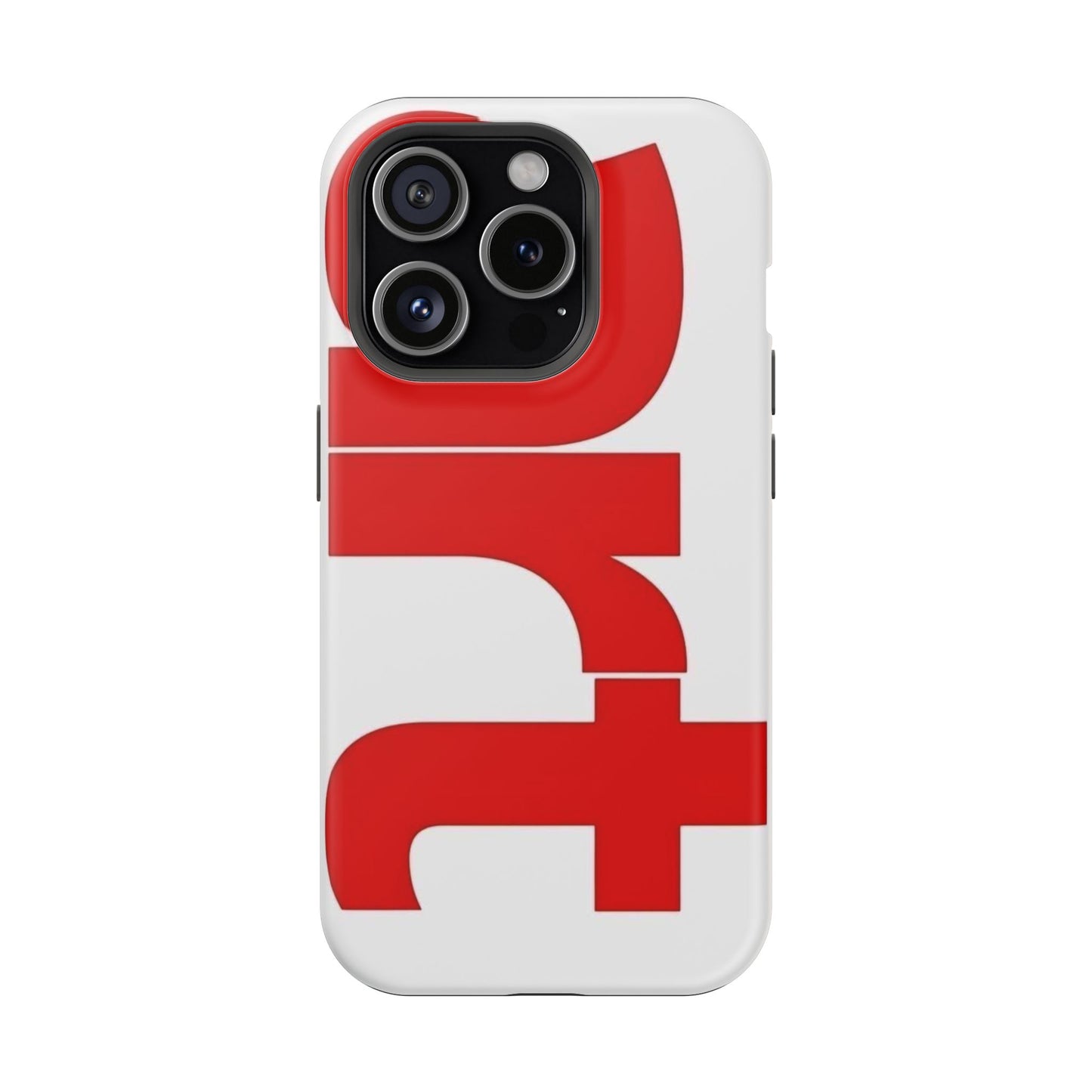 Magnetic Impact-Resistant Phone Case — Bold Red Typographic Design