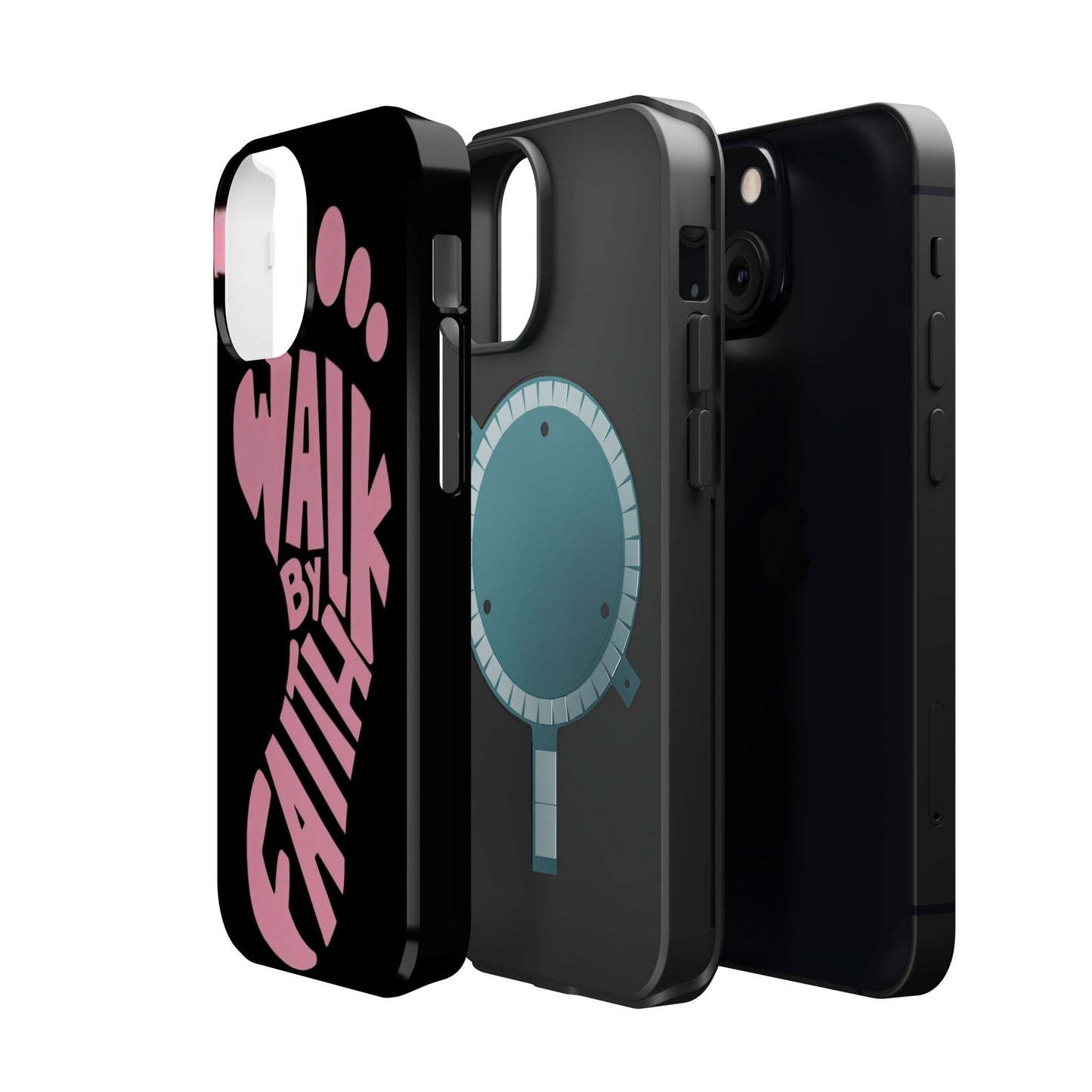 Phone Case — "Walk By Faith" Pink Footprint Magnetic Impact-Resistant Case
