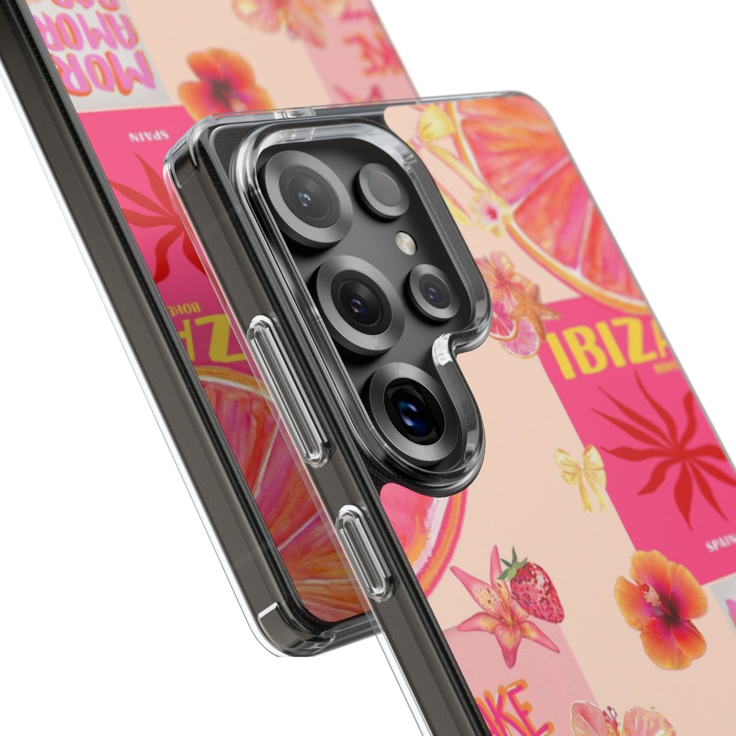 Clear Impact Phone Case — Pink Ibiza Citrus Floral Design