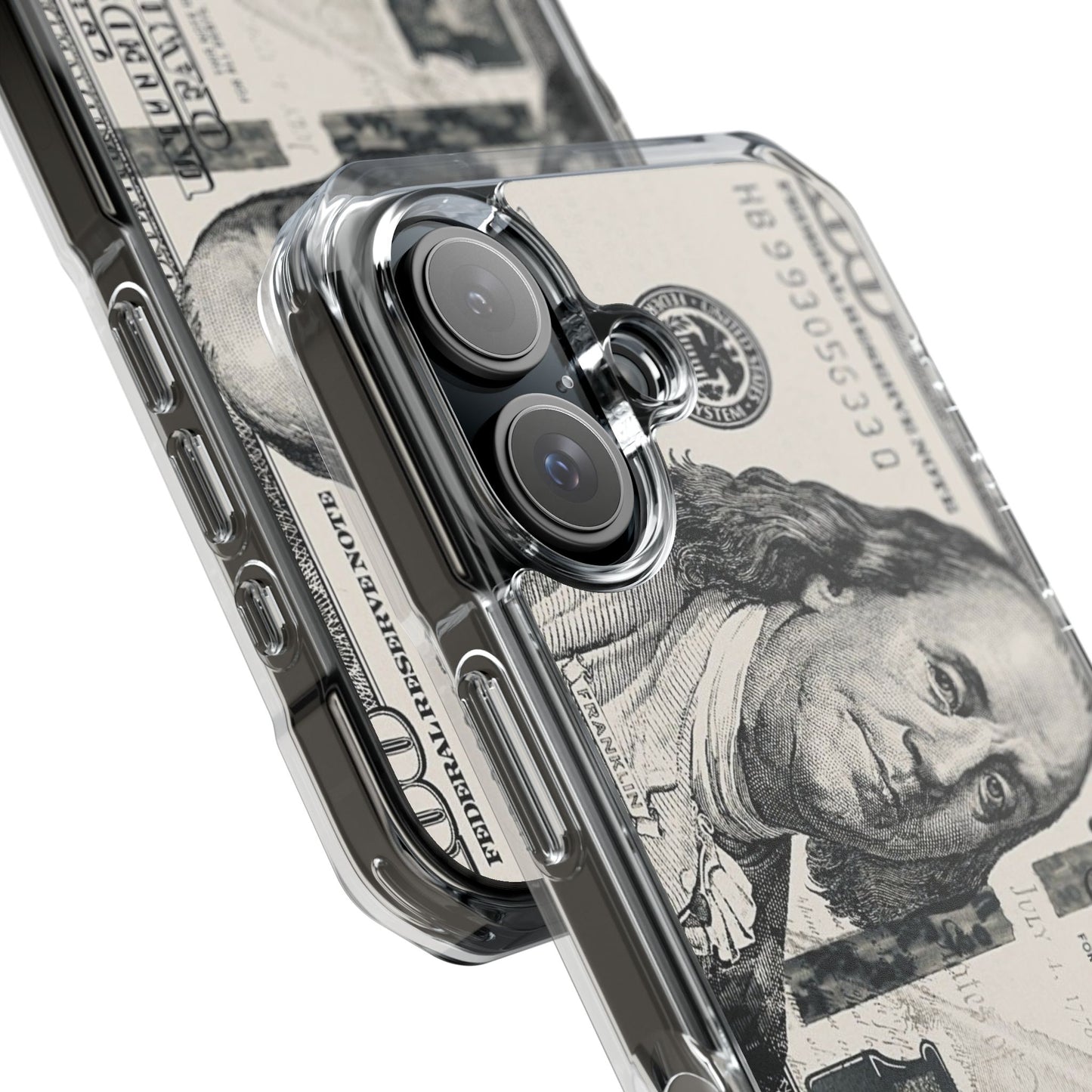 Clear Magnetic Phone Case — Hundred Dollar Bill Design