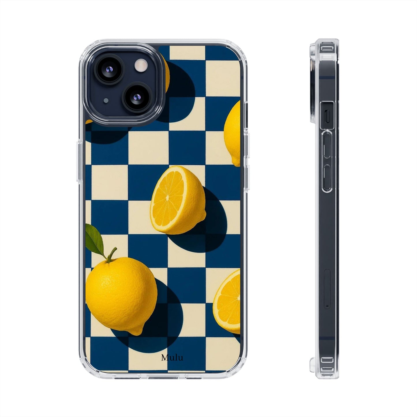 Clear Impact-Resistant Case — Retro Checkered Lemons Phone Case
