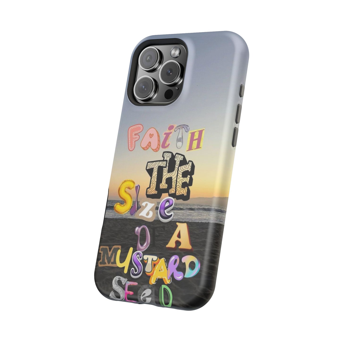 Magnetic Impact-Resistant Phone Case — "Faith the Size of a Mustard Seed" Sunset Design