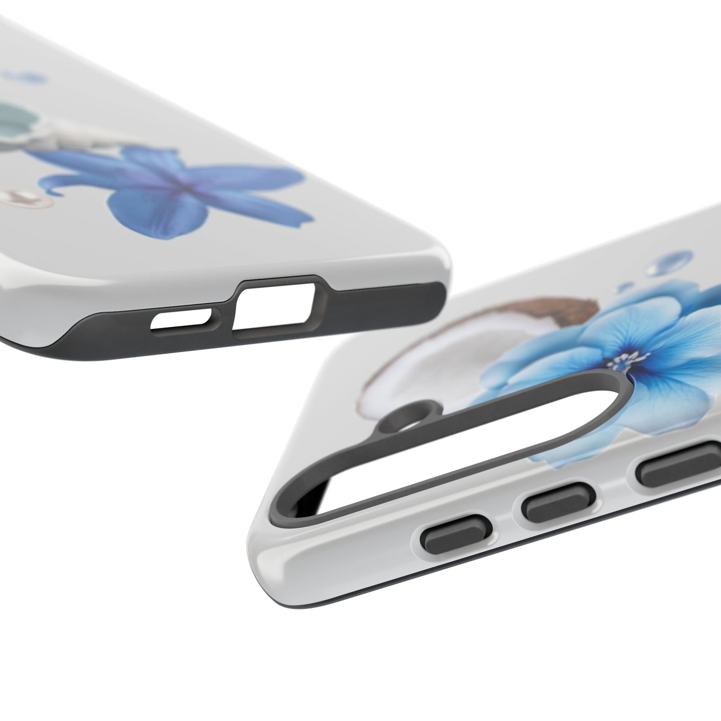 Tropical Blue Floral Phone Case — Coconut, Shell & Starfish Design