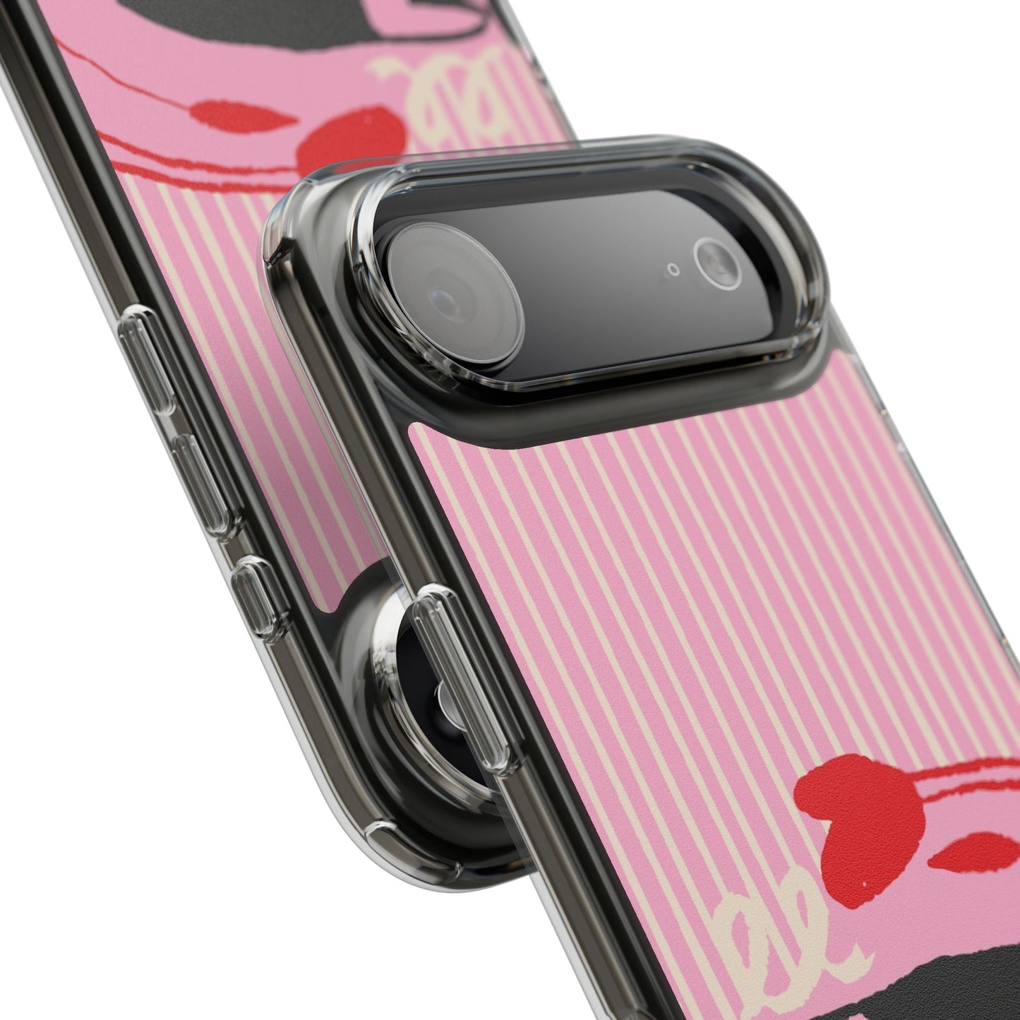 Clear Impact-Resistant Case — Pink Cute Heart Cartoon Design