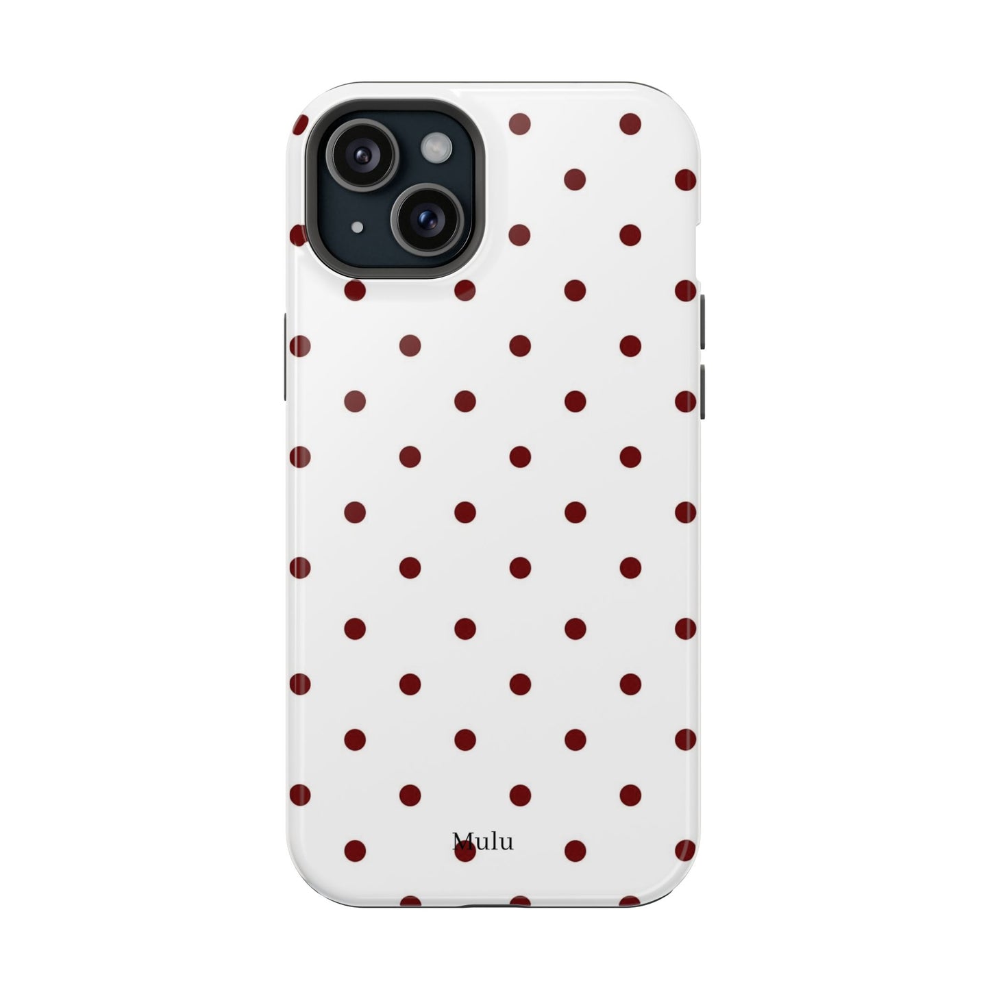 Polka Dot Magnetic Impact-Resistant Phone Case — Red Dots on White