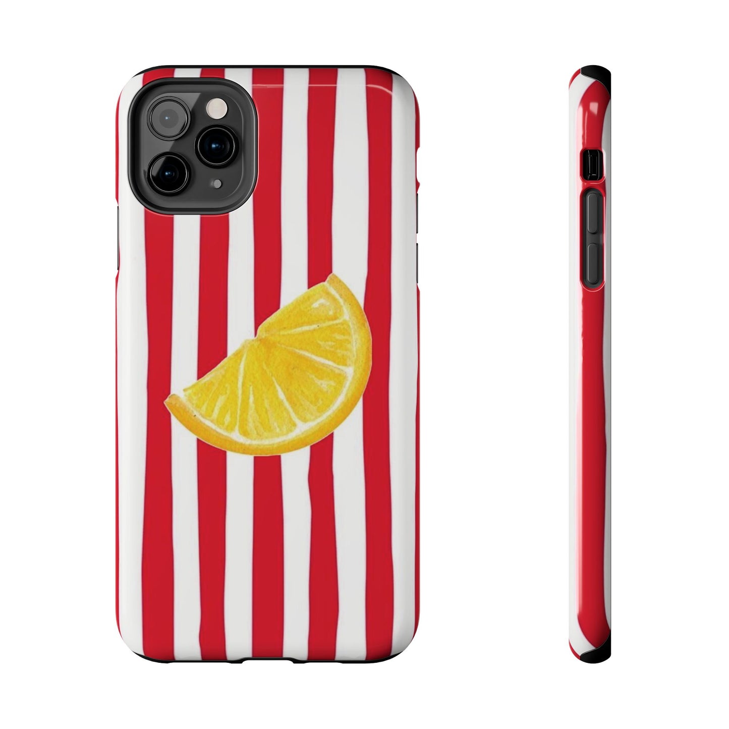Lemon Slice Red & White Stripe Tough Phone Case