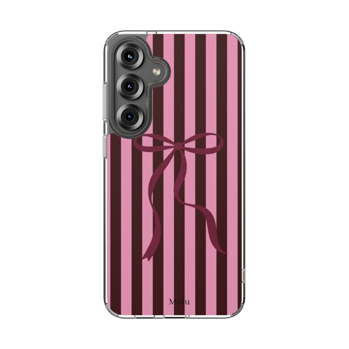Pink Striped Ribbon Clear Impact-Resistant Phone Case