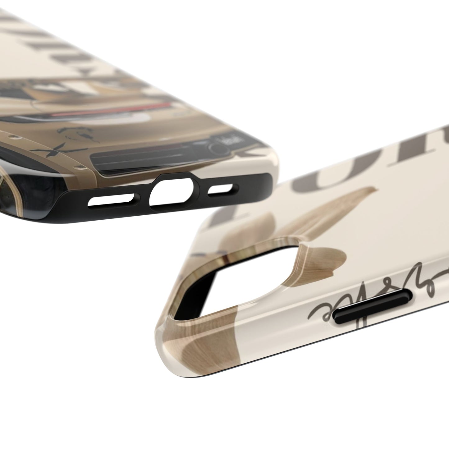 Tough Phone Case — Beige Sports Car Design with 'Tourist' Typography