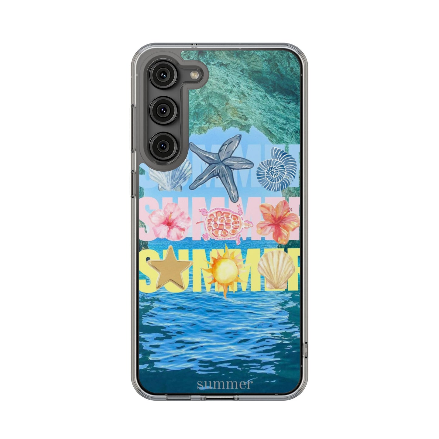 Clear Summer Beach Phone Case — Impact‑Resistant Tropical Design