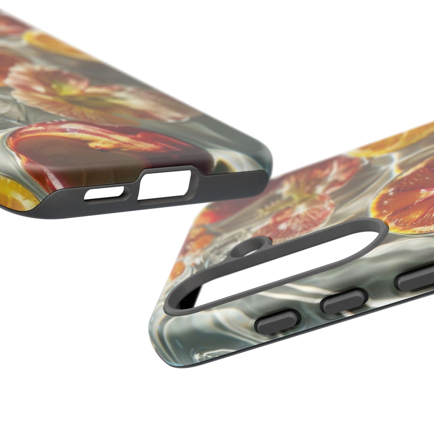 Citrus & Hibiscus Protective Phone Case – Summer Fruit Water Print Tough Case