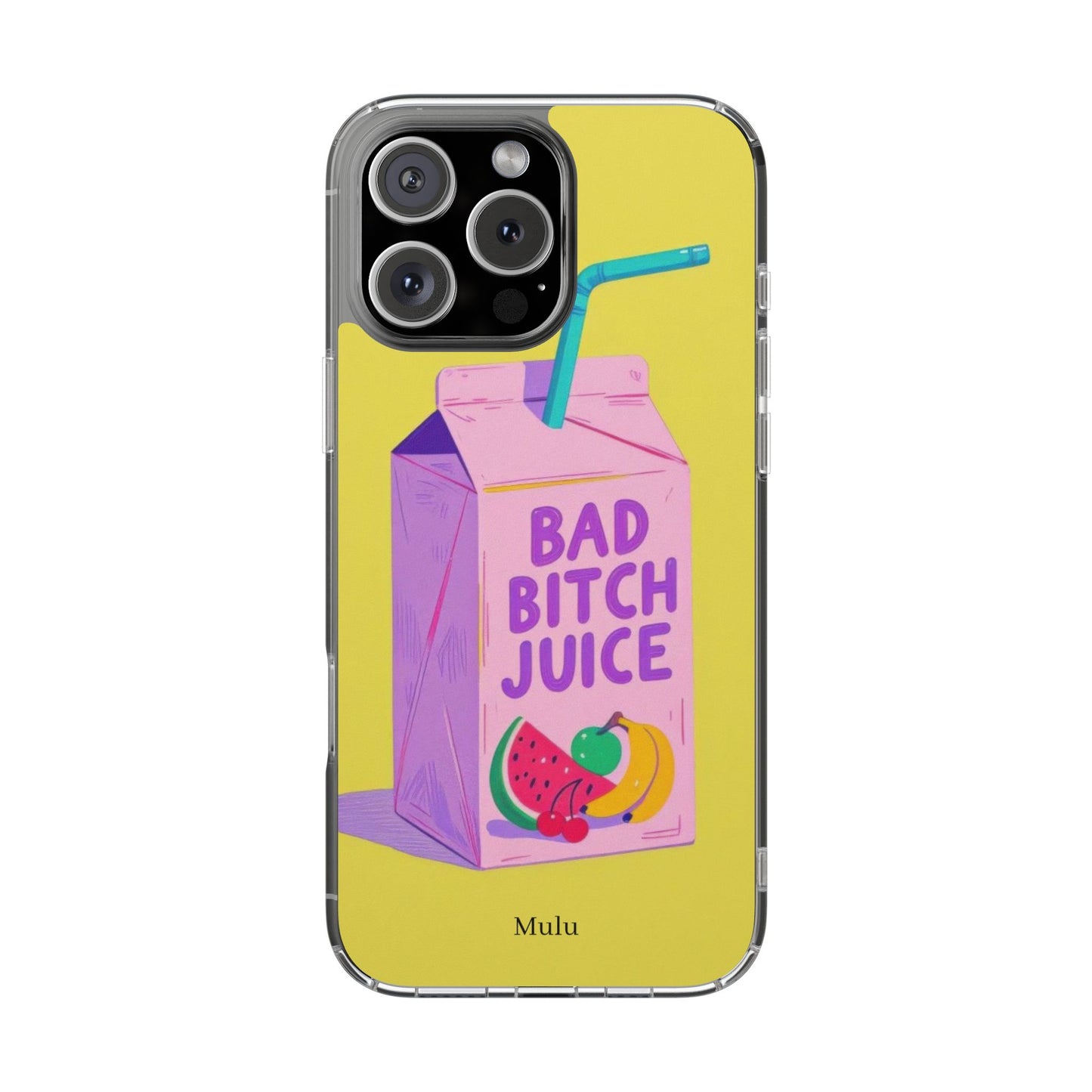 Clear Impact-Resistant Phone Case — "Bad Bitch Juice" Cartoon Juice Box Design