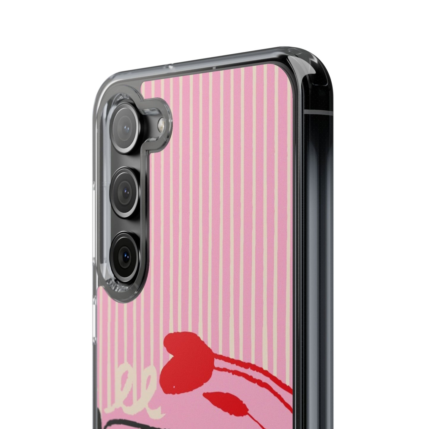 Clear Impact-Resistant Case — Pink Cute Heart Cartoon Design