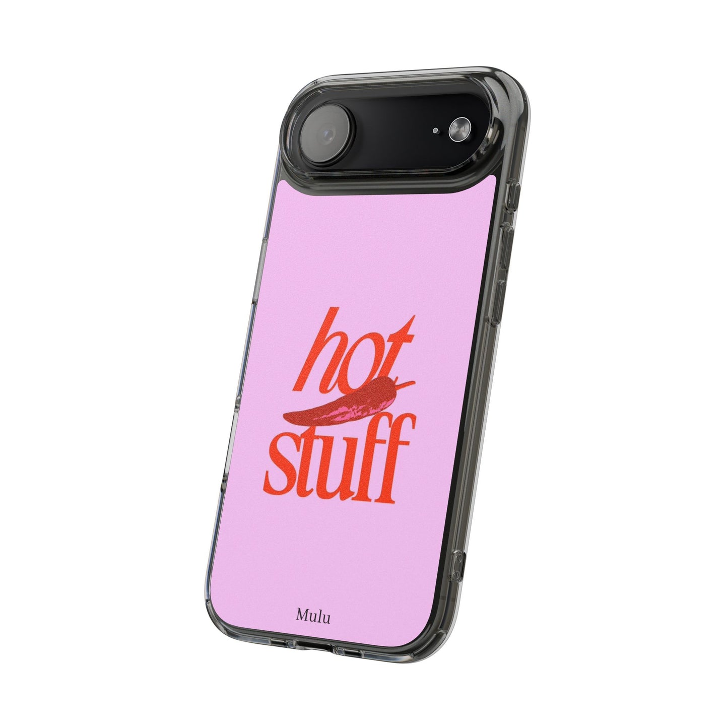 Hot Stuff Clear Impact Phone Case — Pink Retro Typography iPhone Cover