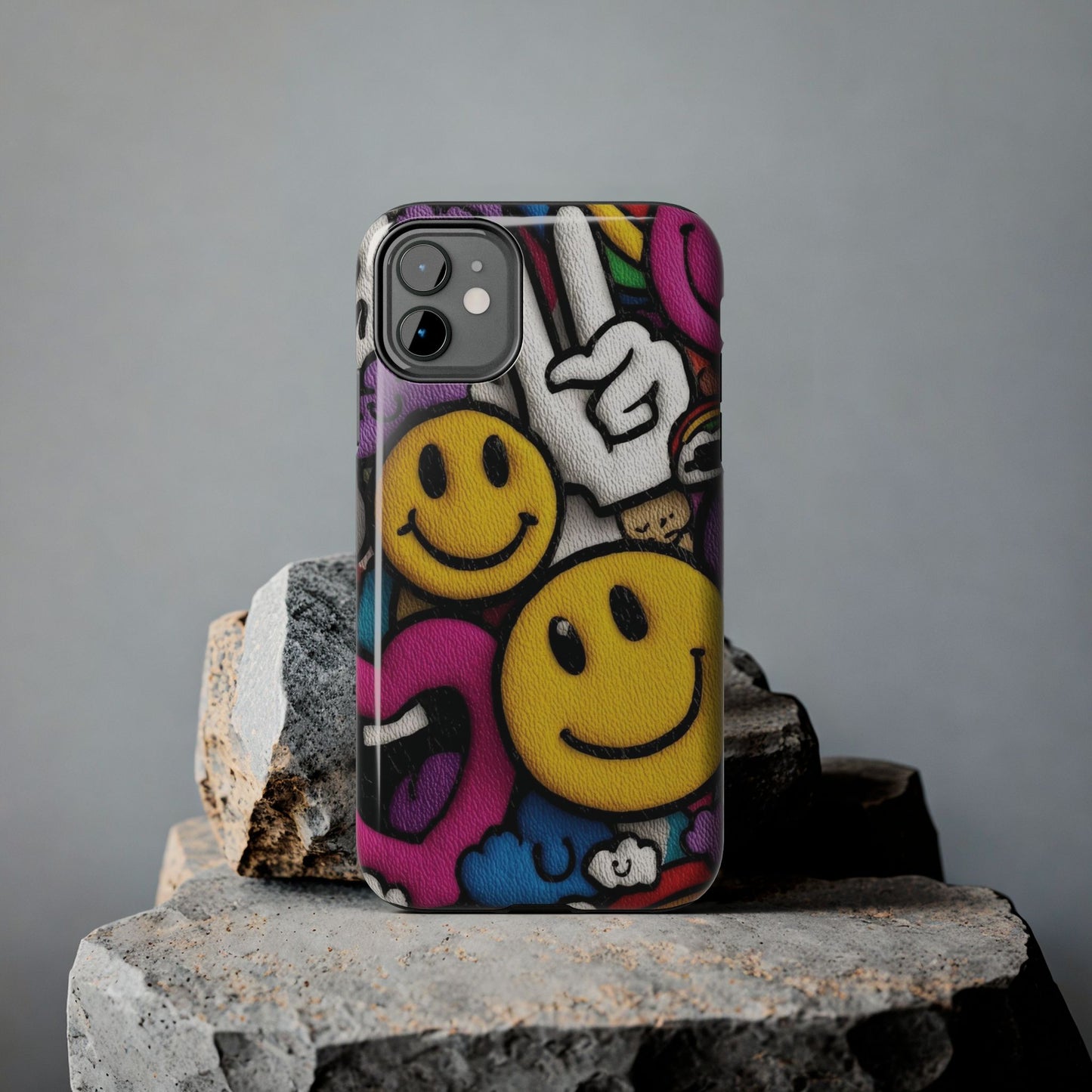 Smiley Graffiti Tough Phone Case – Colorful Urban Art Protection