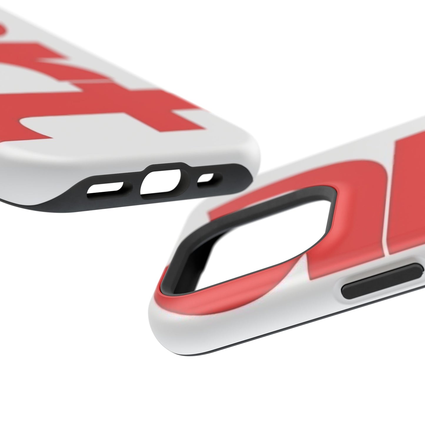 Magnetic Impact-Resistant Phone Case — Bold Red Typographic Design