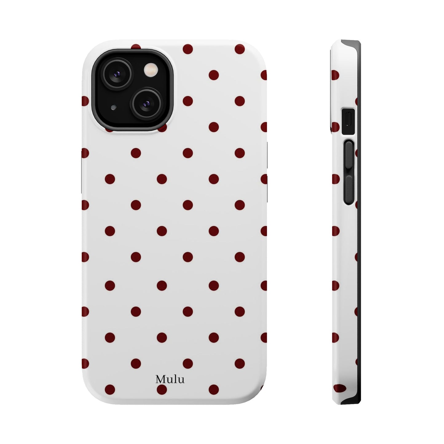 Polka Dot Magnetic Impact-Resistant Phone Case — Red Dots on White