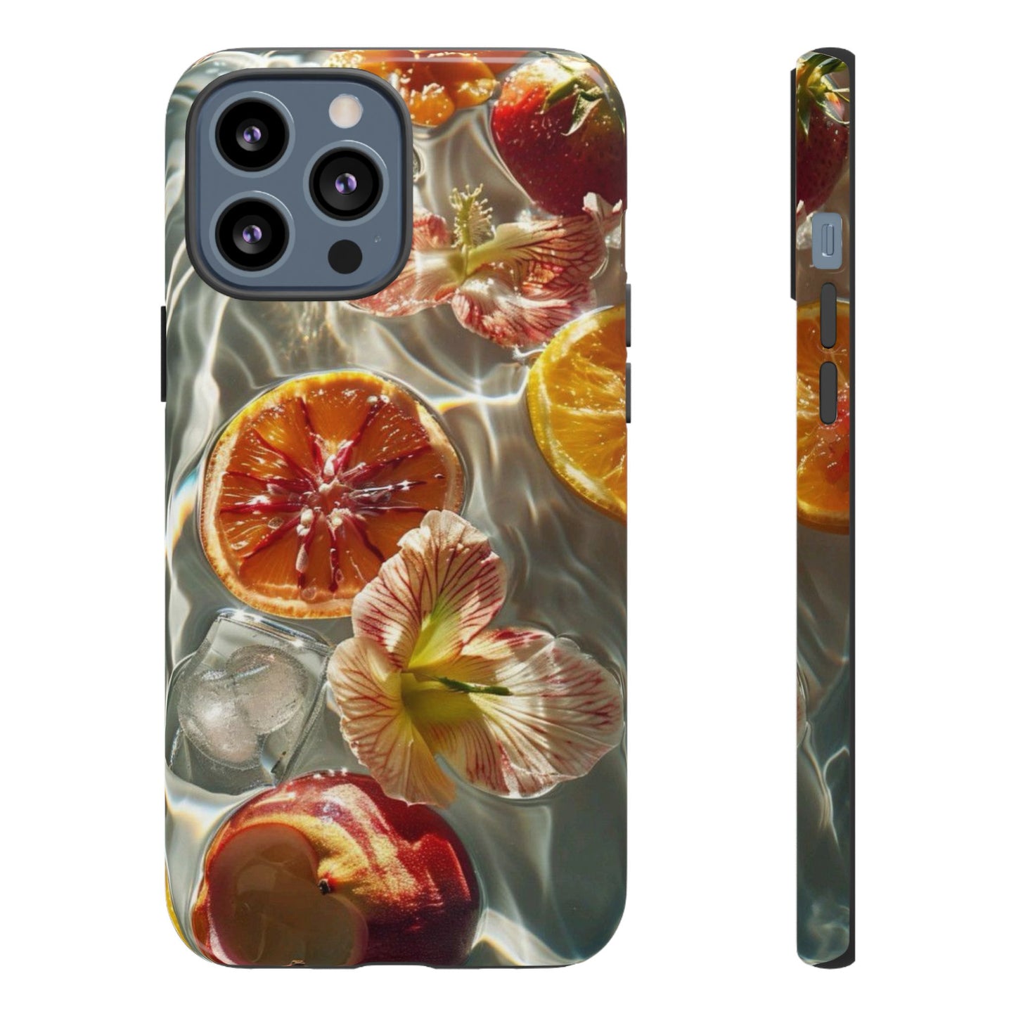Citrus & Hibiscus Protective Phone Case – Summer Fruit Water Print Tough Case