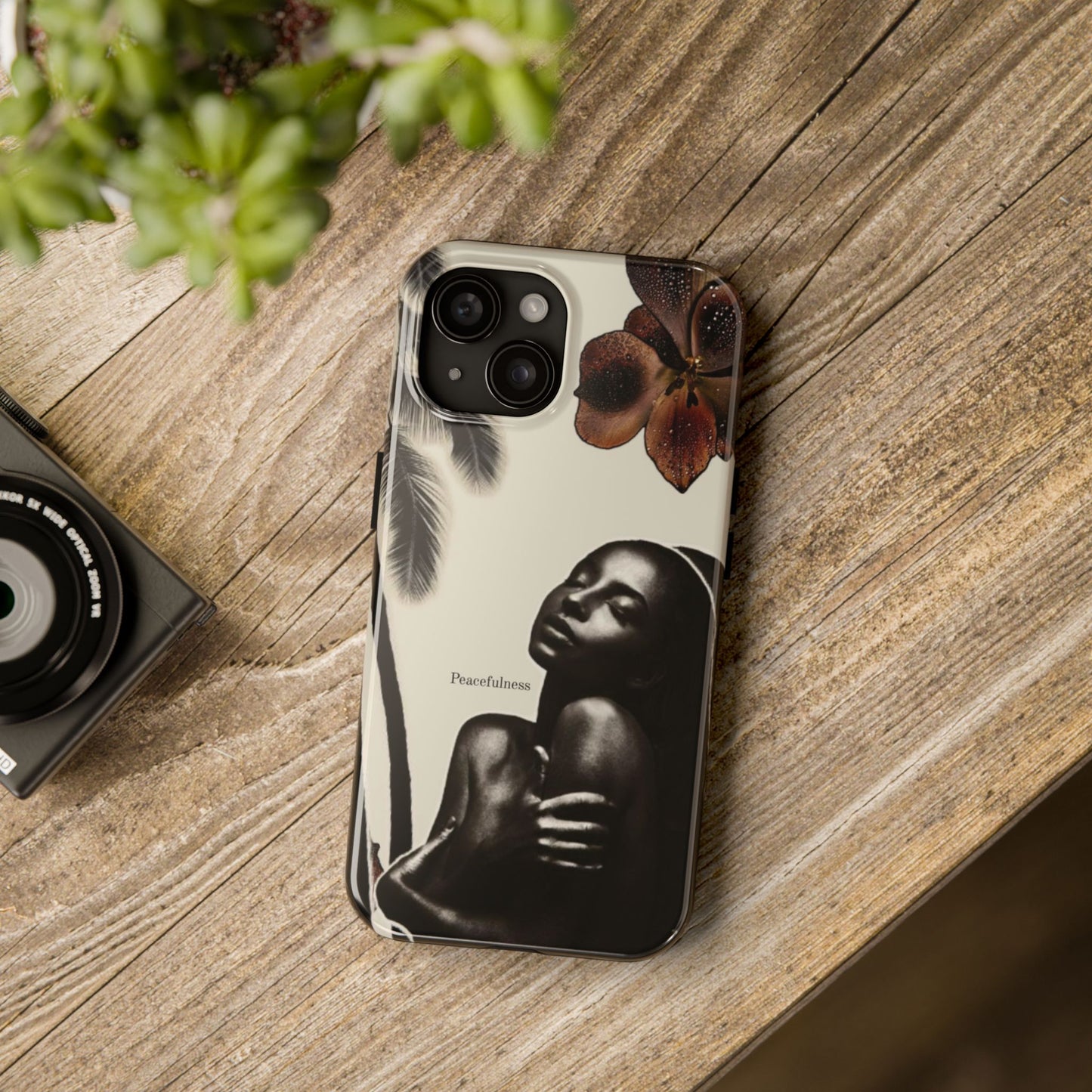 Tough Phone Case — "Peacefulness" Artistic Black Woman Floral Design