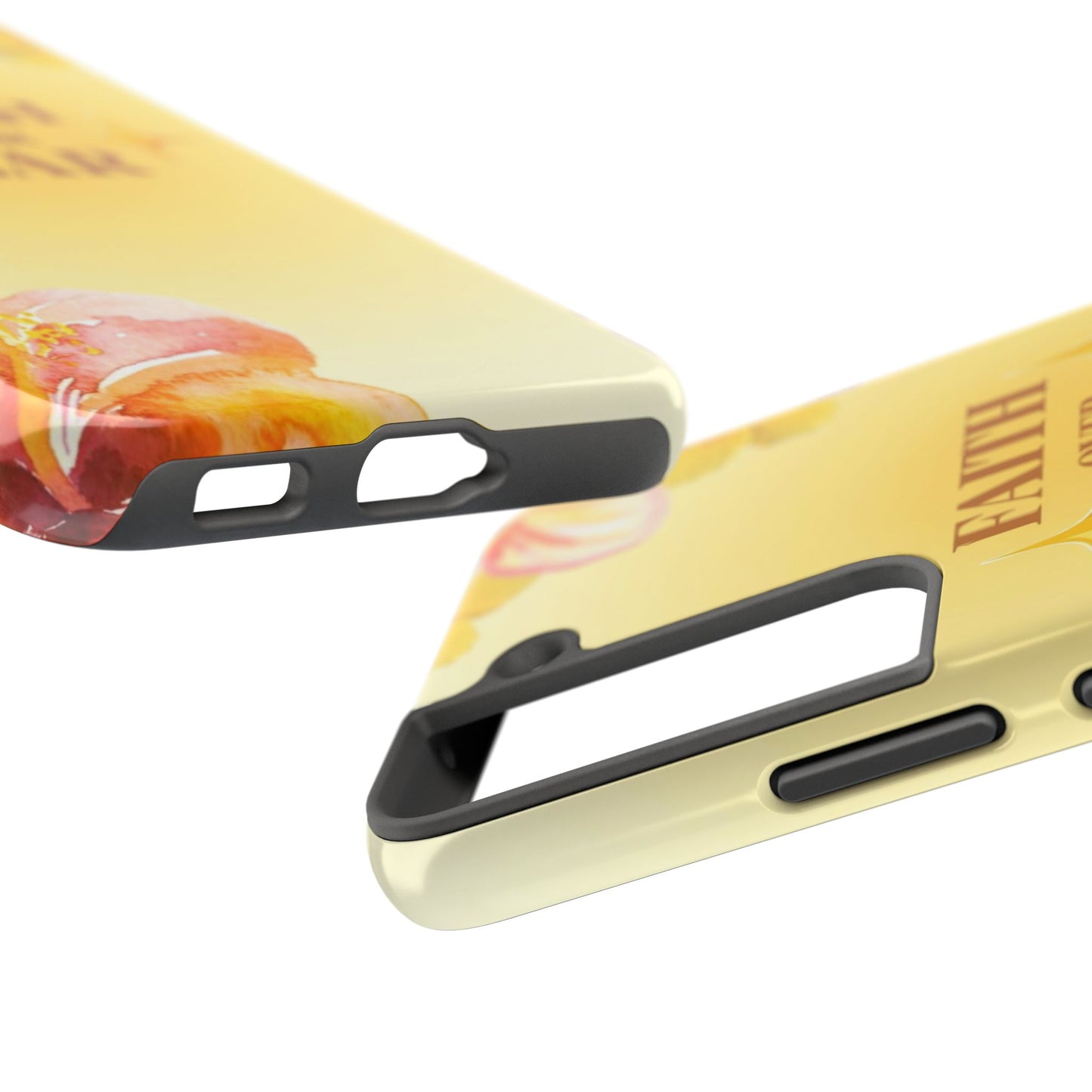 Faith Over Fear Tough Phone Case — Floral Yellow Protective Cover