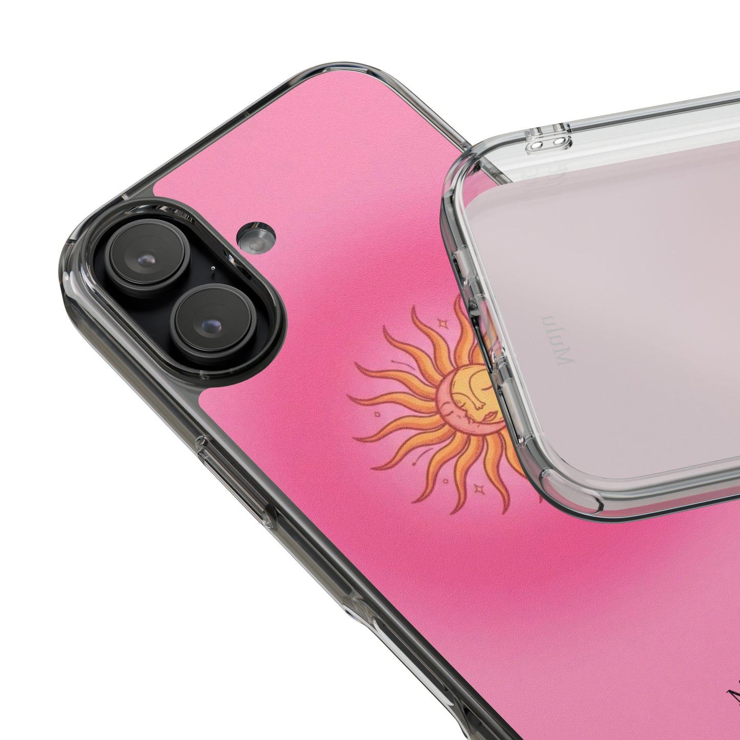 Pink Sun Phone Case — Radiant Sunburst Impact-Resistant Clear Case