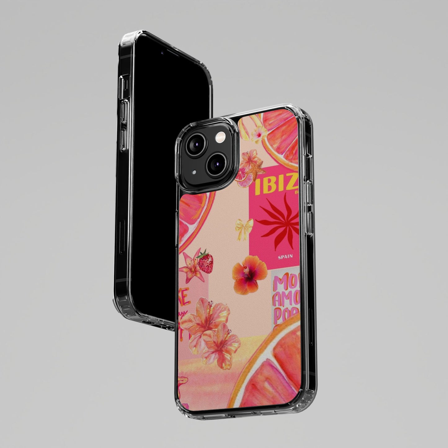 Clear Impact Phone Case — Pink Ibiza Citrus Floral Design