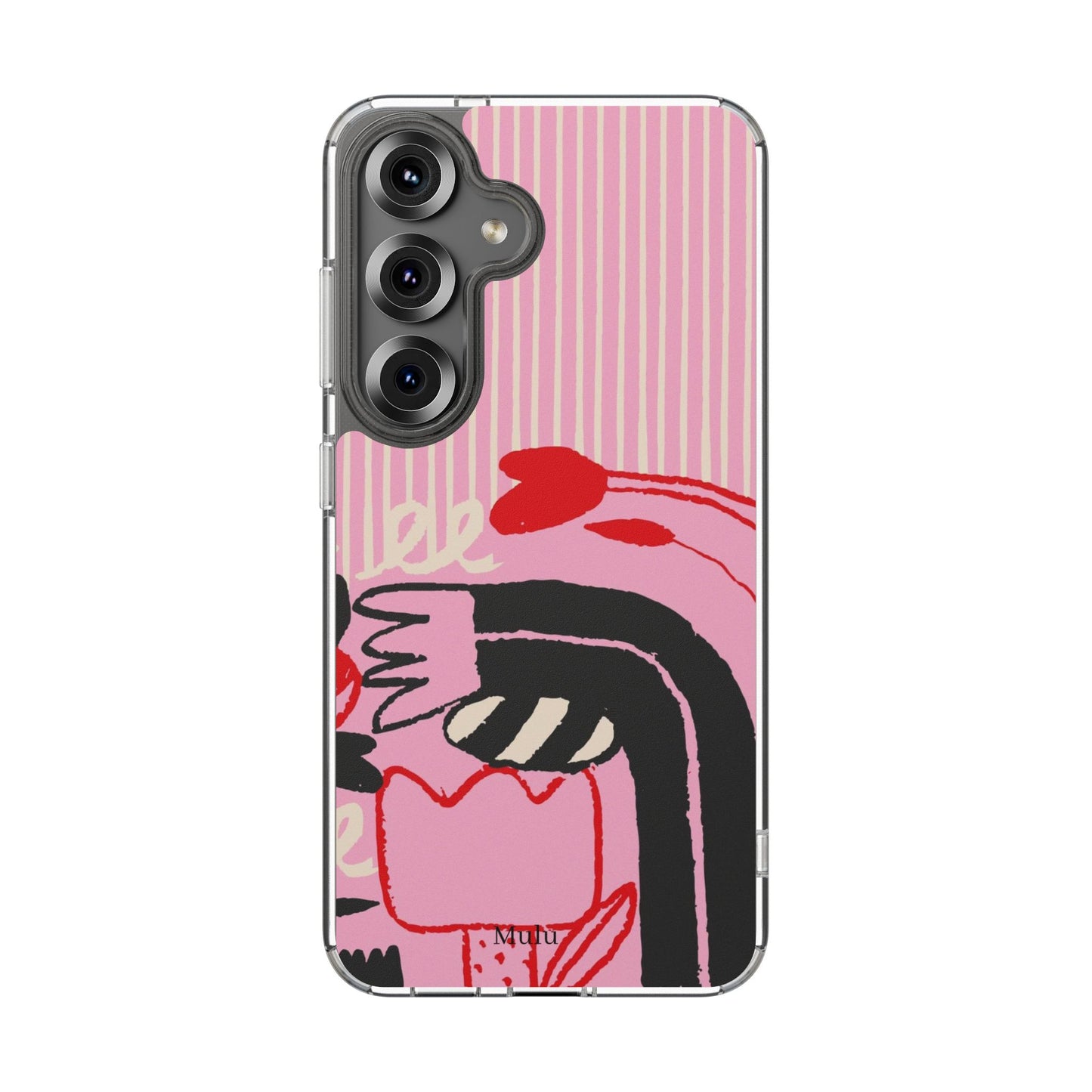 Clear Impact-Resistant Case — Pink Cute Heart Cartoon Design