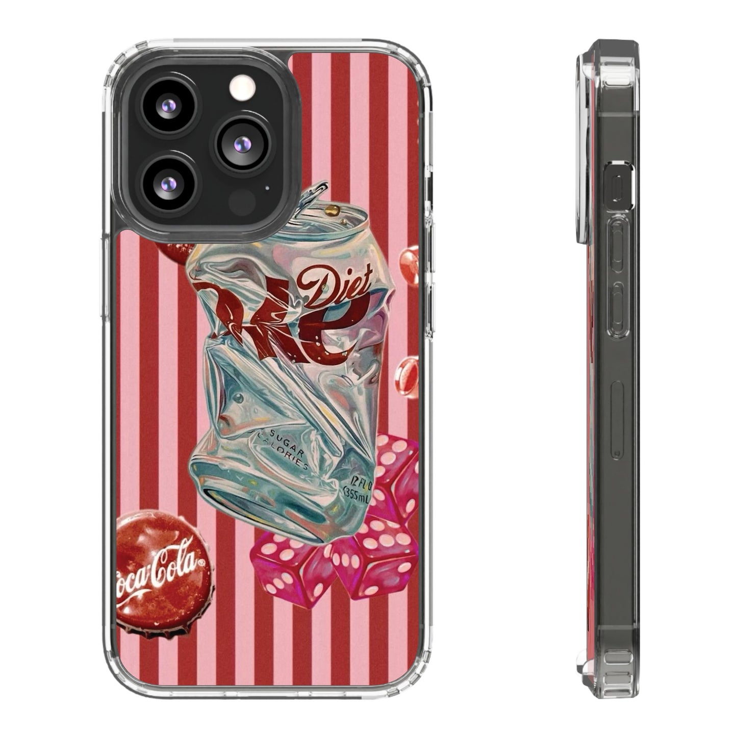 Diet Cola Crush Clear Phone Case – Retro Soda Pop Design