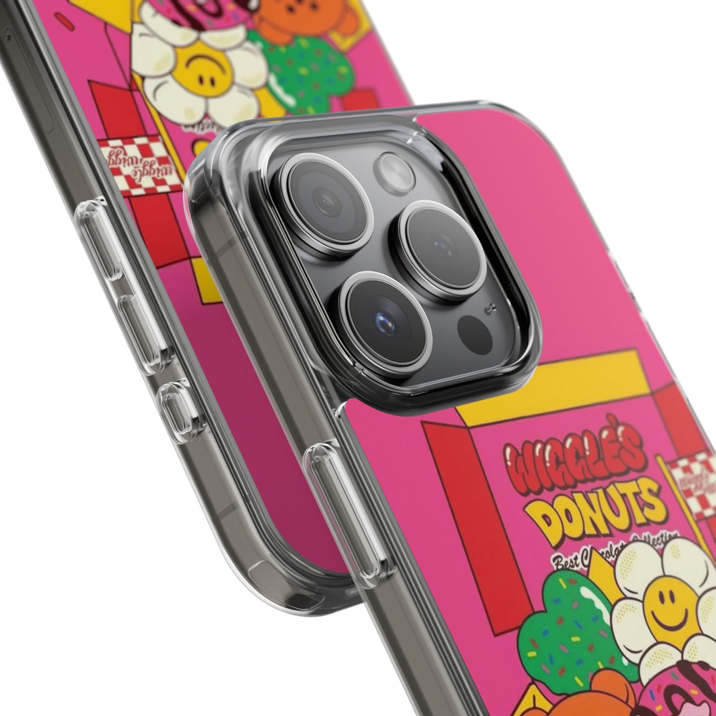 Donut Box Cute Phone Case — Clear Impact‑Resistant iPhone Cover with Smiling Donuts