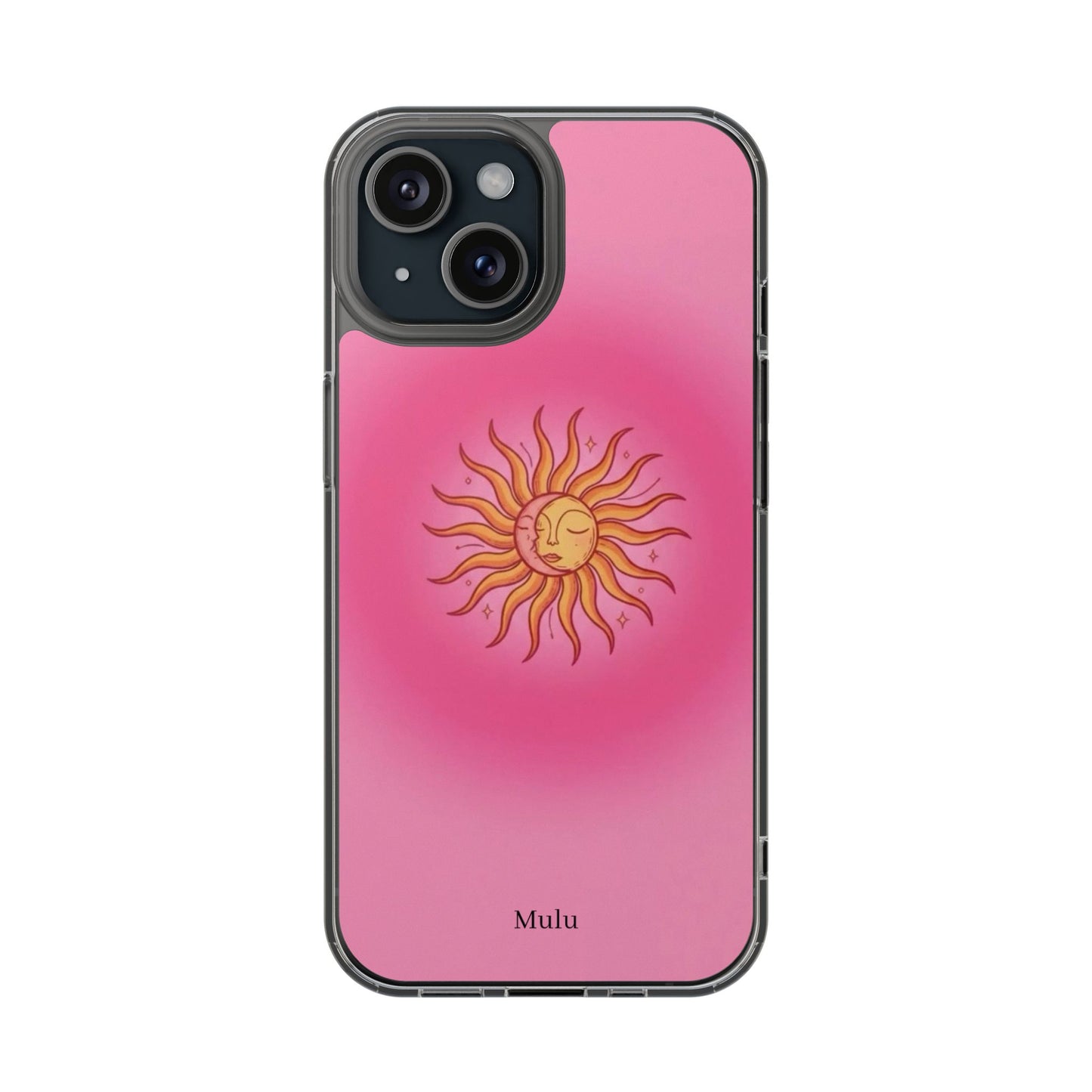 Pink Sun Phone Case — Radiant Sunburst Impact-Resistant Clear Case
