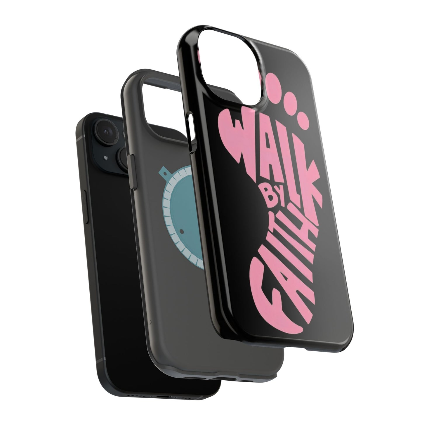 Phone Case — "Walk By Faith" Pink Footprint Magnetic Impact-Resistant Case