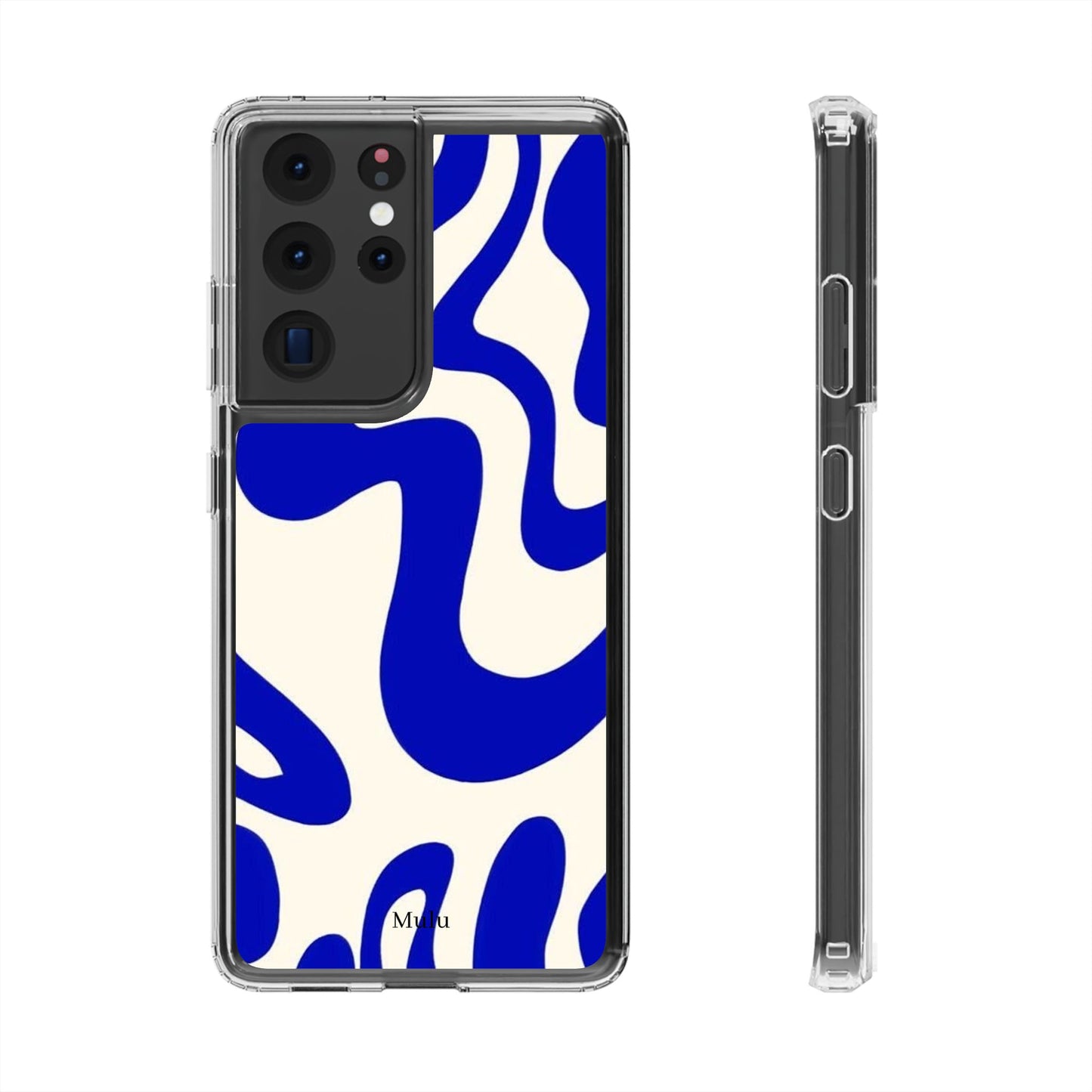 Clear Impact-Resistant Case — Blue Abstract Wavy Pattern