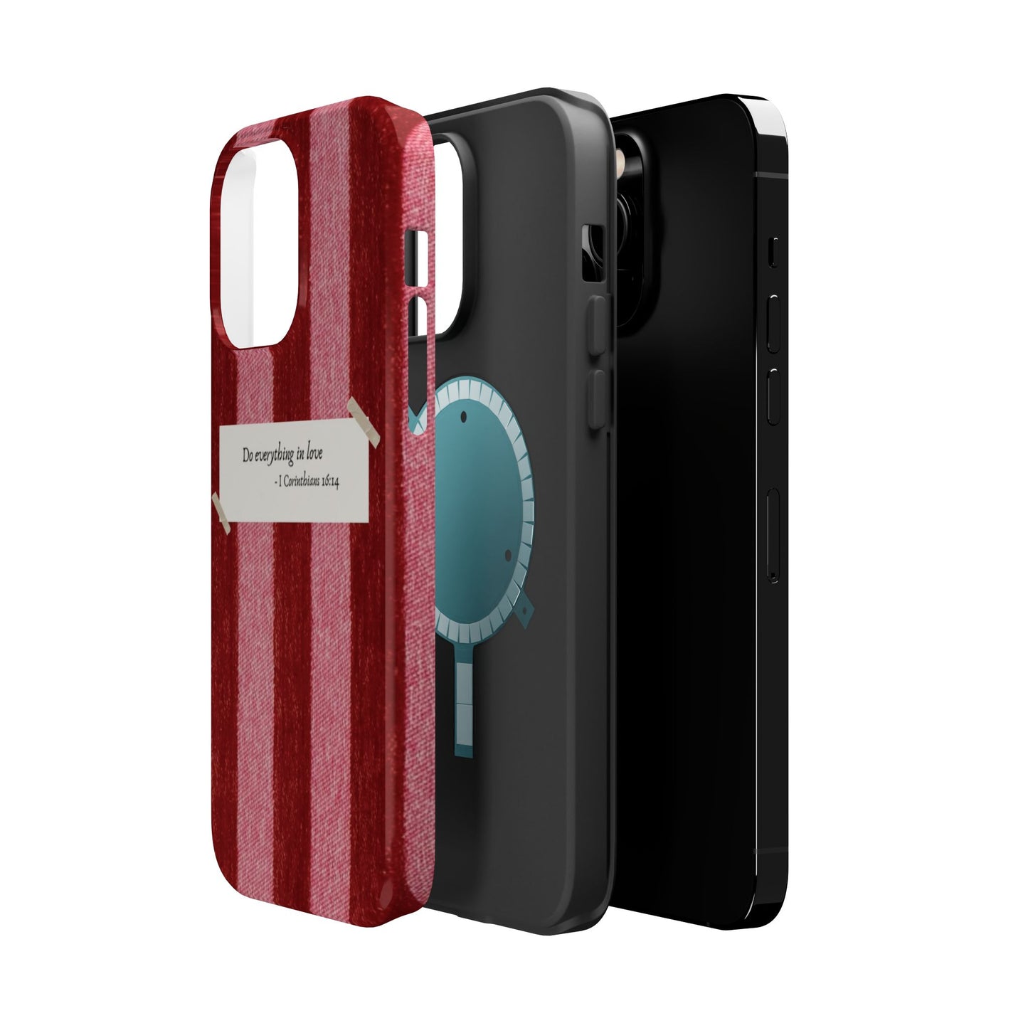 Christian Quote Red Stripe Phone Case — “Do everything in love” Magnetic Impact-Resistant Case