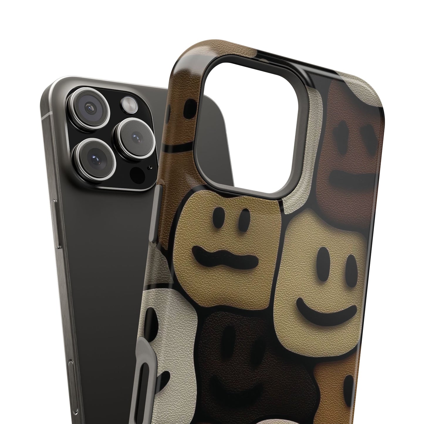 Magnetic Impact-Resistant Case — Brown Smiley Tile Phone Cover