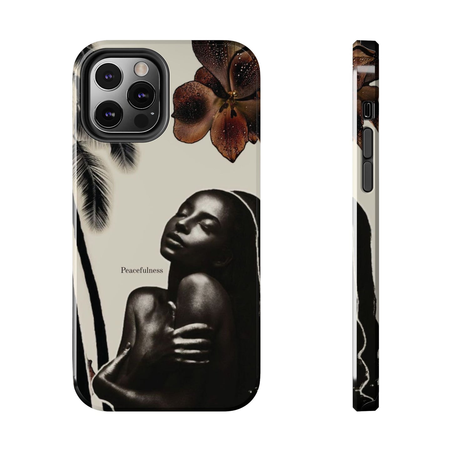 Tough Phone Case — "Peacefulness" Artistic Black Woman Floral Design