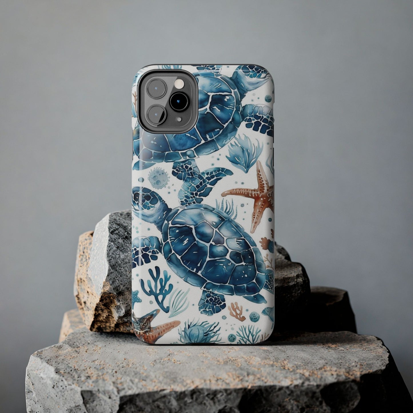 Sea Turtle Tough Phone Case — Blue Ocean Marine Life Protective Cover
