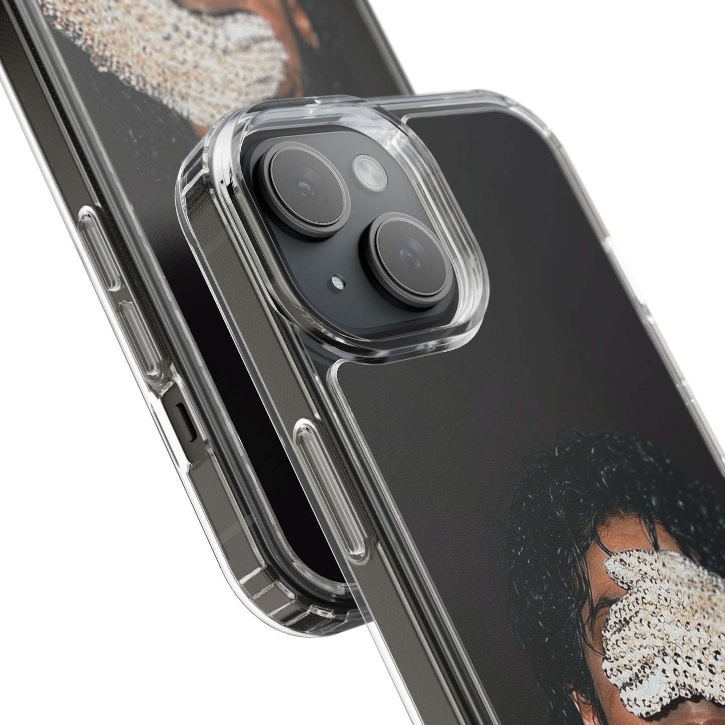 Michael Jackson Smiling Portrait Clear Phone Case — Retro Pop Icon Design