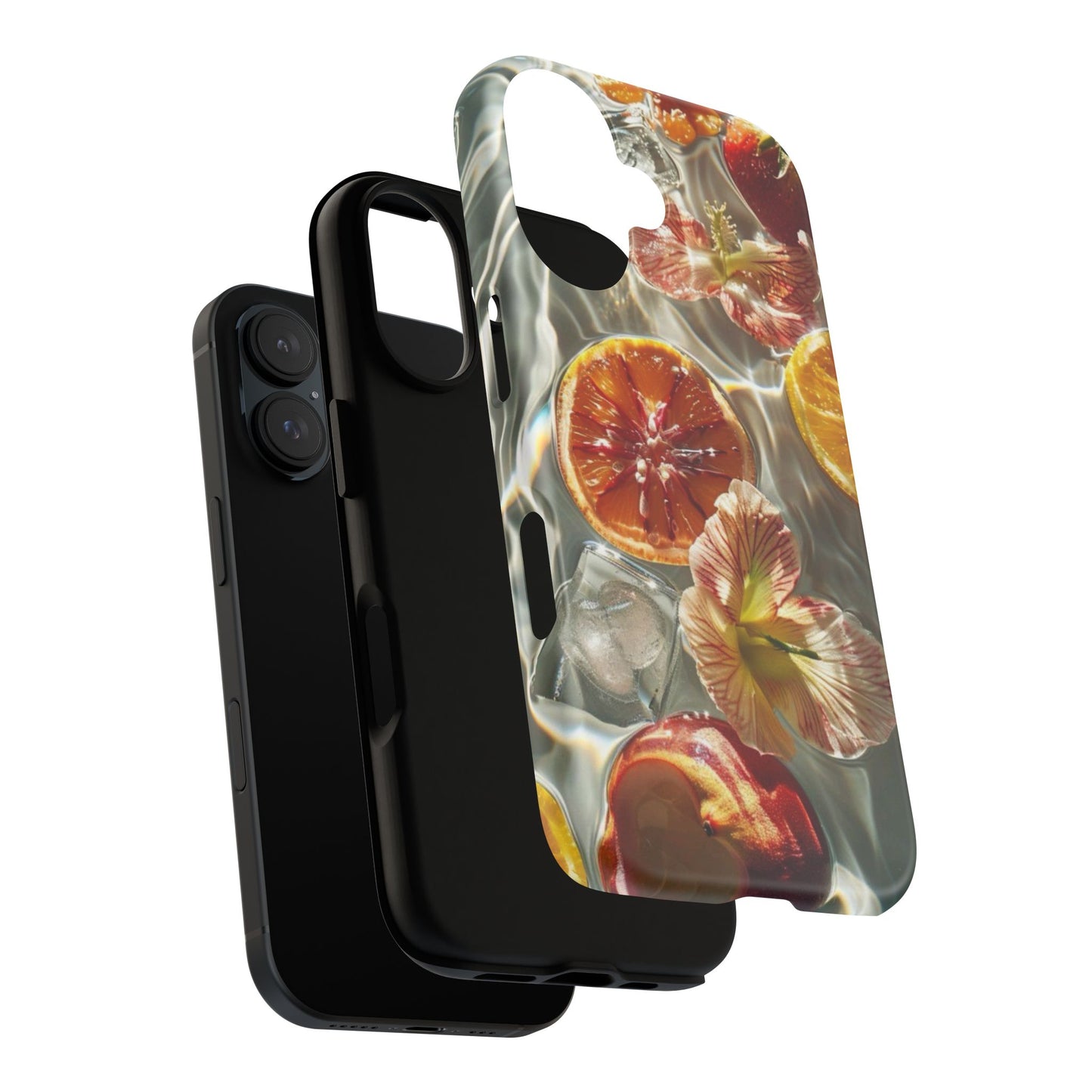 Citrus & Hibiscus Protective Phone Case – Summer Fruit Water Print Tough Case
