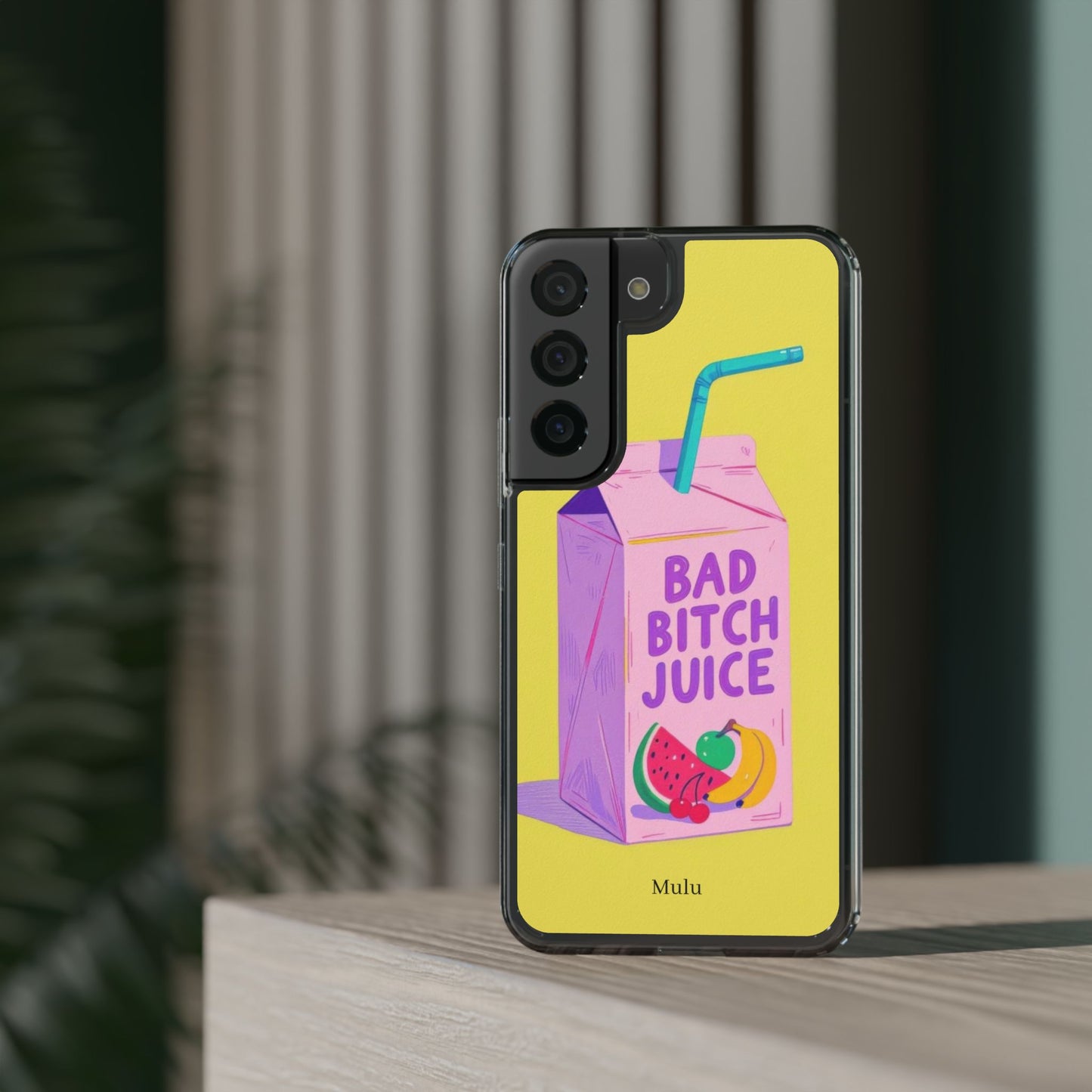 Clear Impact-Resistant Phone Case — "Bad Bitch Juice" Cartoon Juice Box Design