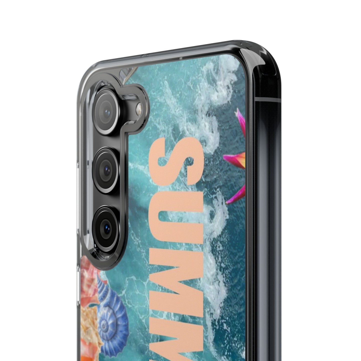 Summer Floral Clear Impact Phone Case — "SUMMER" Tropical Hibiscus Design