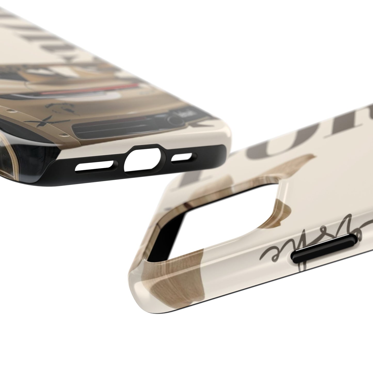 Tough Phone Case — Beige Sports Car Design with 'Tourist' Typography