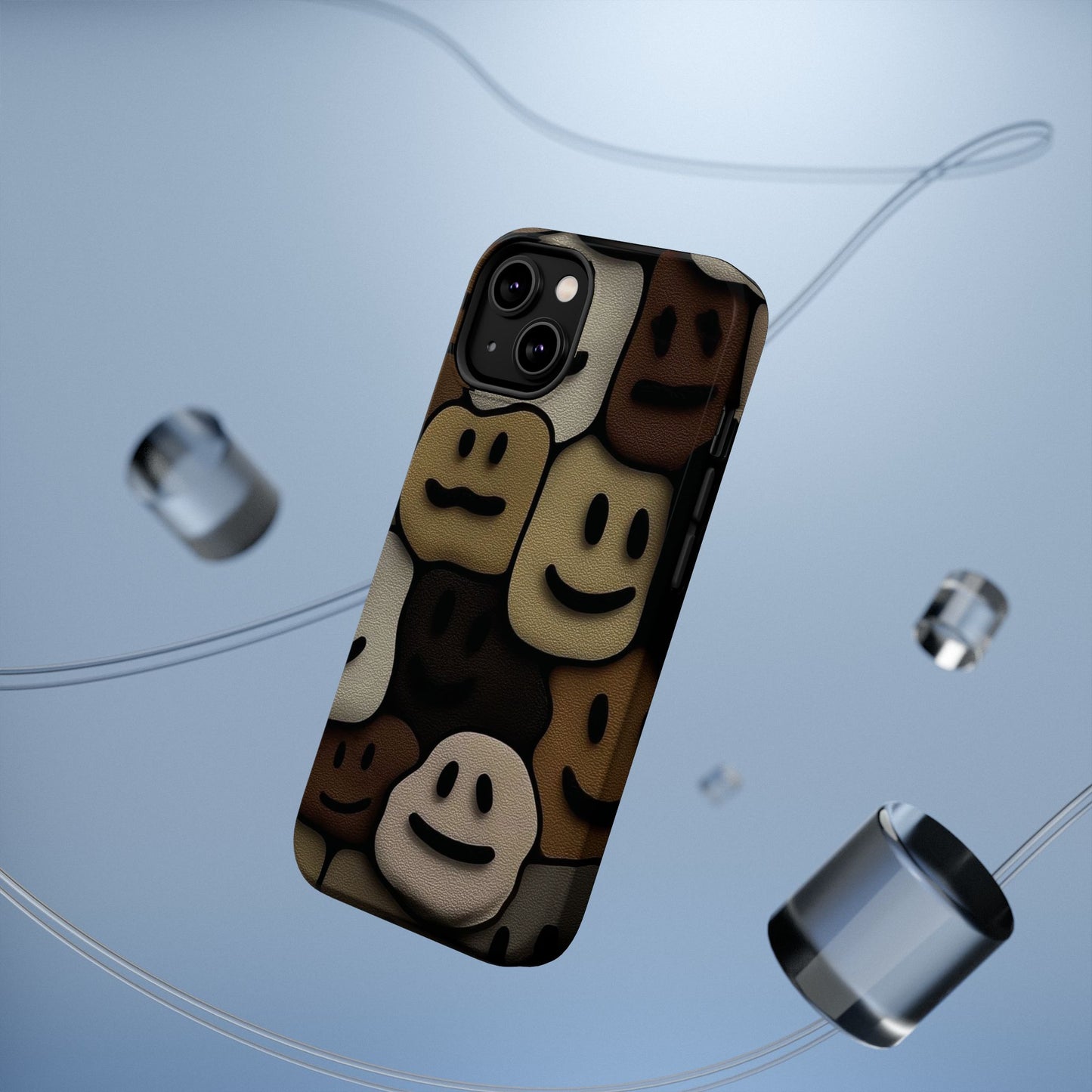 Magnetic Impact-Resistant Case — Brown Smiley Tile Phone Cover