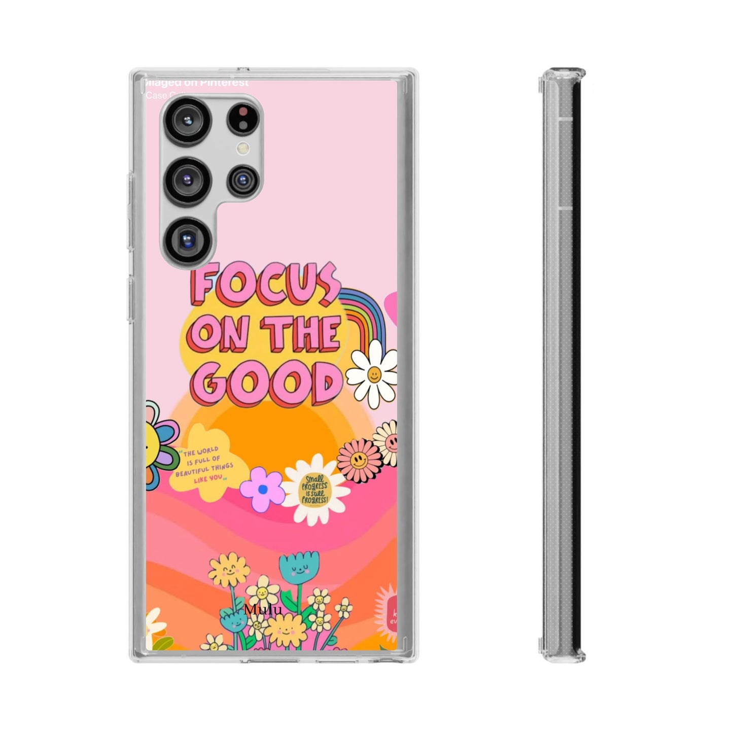 Clear Impact-Resistant Case — "Focus On The Good" Retro Floral Phone Cover