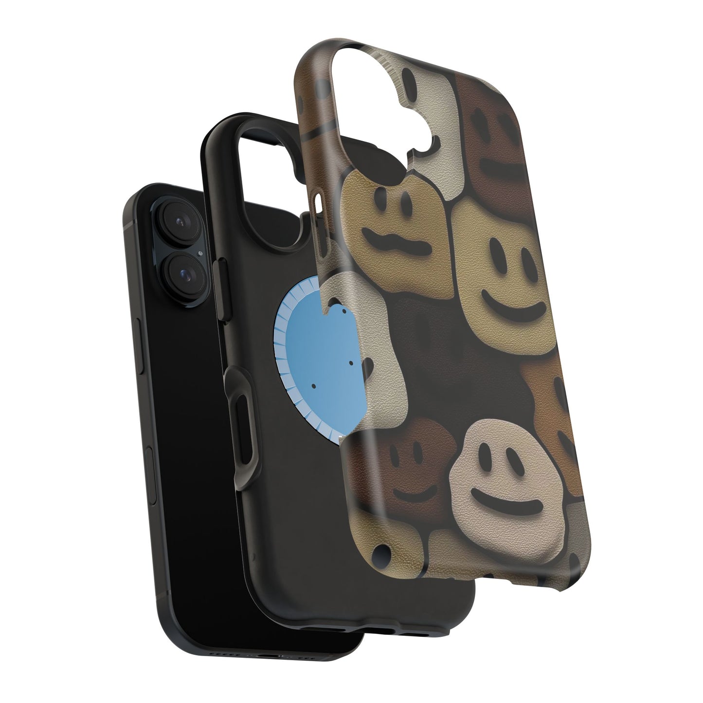 Magnetic Impact-Resistant Case — Brown Smiley Tile Phone Cover